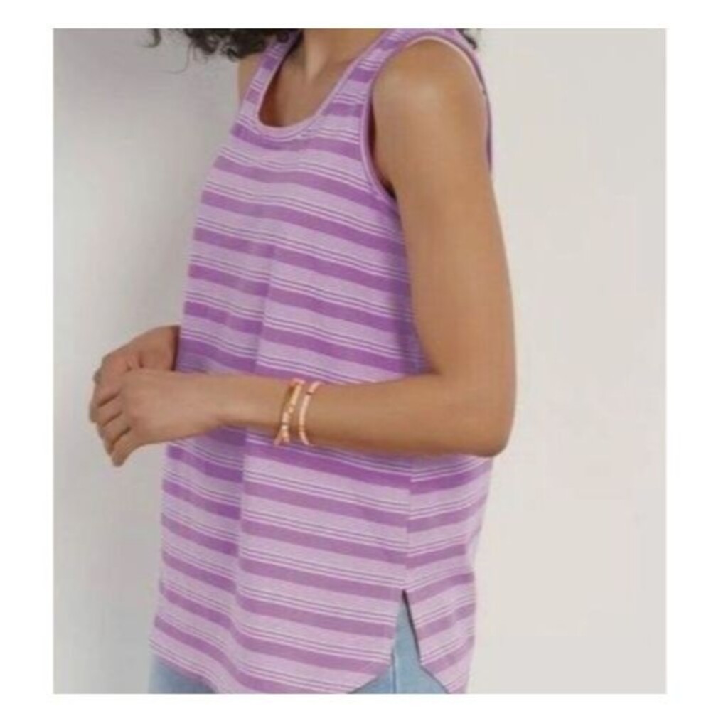 NEW Soft Surroundings Tunic Tank Top Womens 1X Isabel Pima Cotton Striped Travel